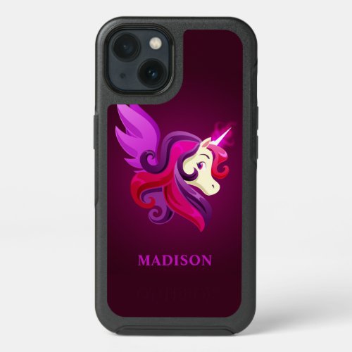 Mystical Magenta Unicorn Personalized Name iPhone 13 Case