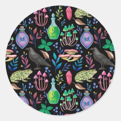 Mystical Magic and Witchcraft Nature Elements  Classic Round Sticker