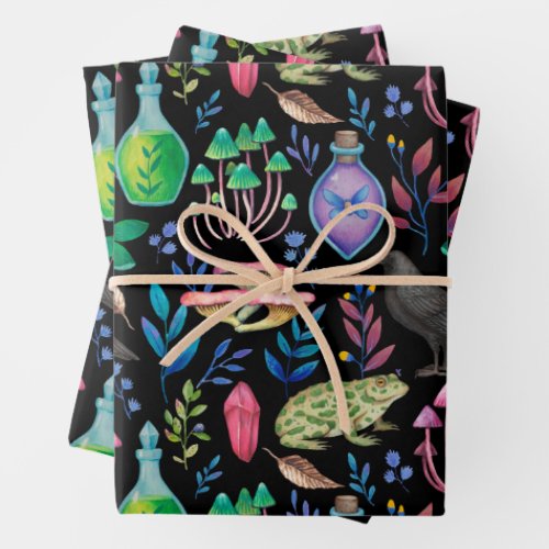 Mystical Magic and Witchcraft Nature Elements  Wrapping Paper Sheets