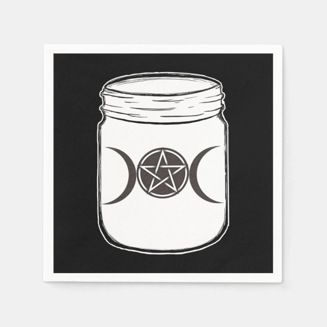 Mystical Magic Moons Mason Jar Halloween Party Napkins (Front)