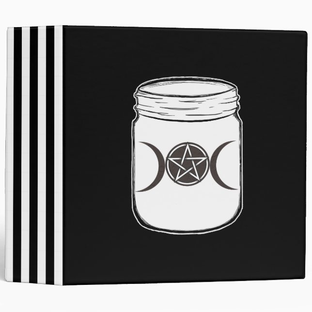 Mystical Magic Moons Triple Goddess Mason Jar 3 Ring Binder (Front/Spine)
