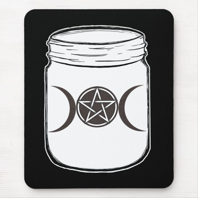 Mystical Magic Moons Triple Goddess Mason Jar Mouse Pad (Front)
