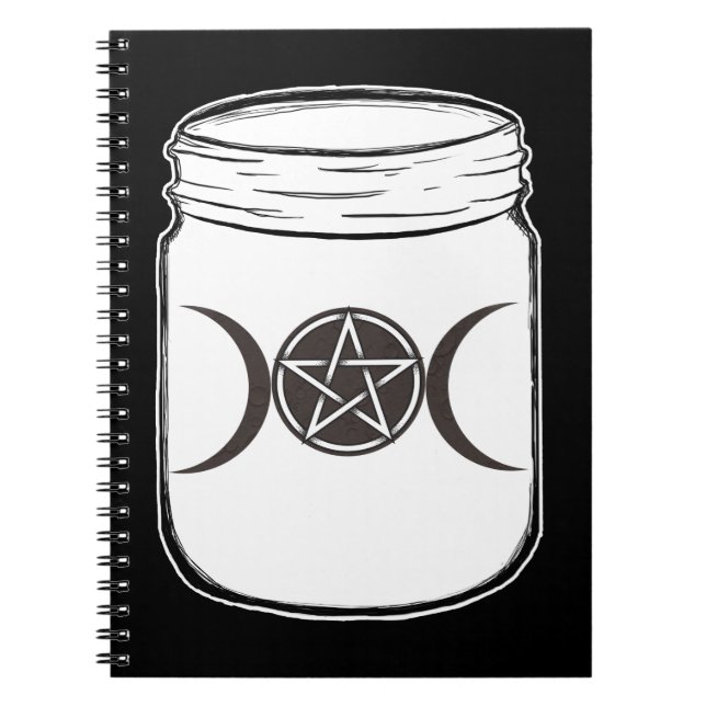 Mystical Magic Moons Triple Goddess Mason Jar Notebook (Front)