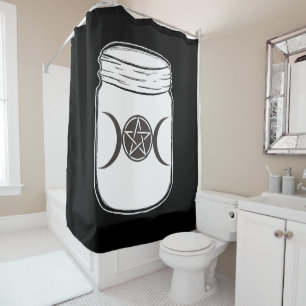 Mystical Magic Moons Triple Goddess Mason Jar Shower Curtain