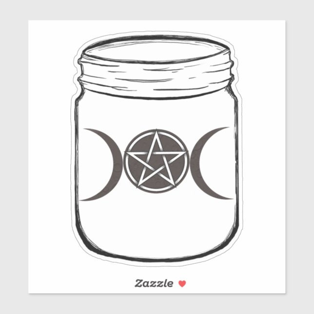 Mystical Magic Moons Triple Goddess Mason Jar Sticker (Sheet)