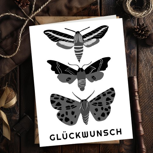 Mystical magic moths Black and white GLUCKWUNSCH Card