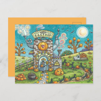 MYSTICAL MAGIC PIE FACTORY Funny Black Cats, Witch Holiday Postcard