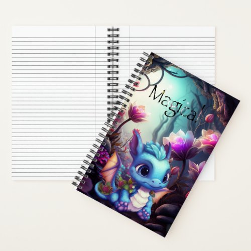 Mystical Magical Baby Blue Dragon Small  Notebook