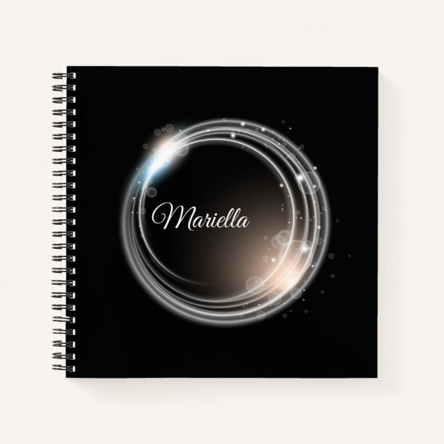 Mystical Magical Glowing Circle with Custom Text Notebook (Front)