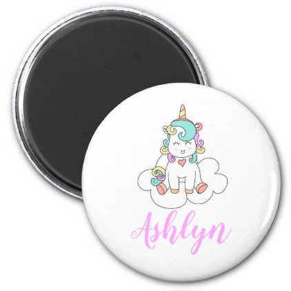 Mystical Magical Happy Unicorn on a Cloud Name Magnet