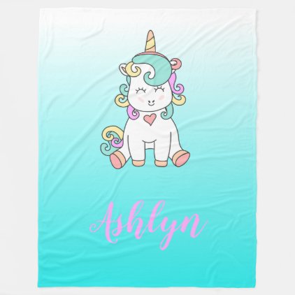 Mystical Magical Happy Unicorn Pony Personalize Fleece Blanket