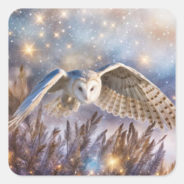 Mystical Magical Holiday Winter Solstice Owl Square Sticker (Front)