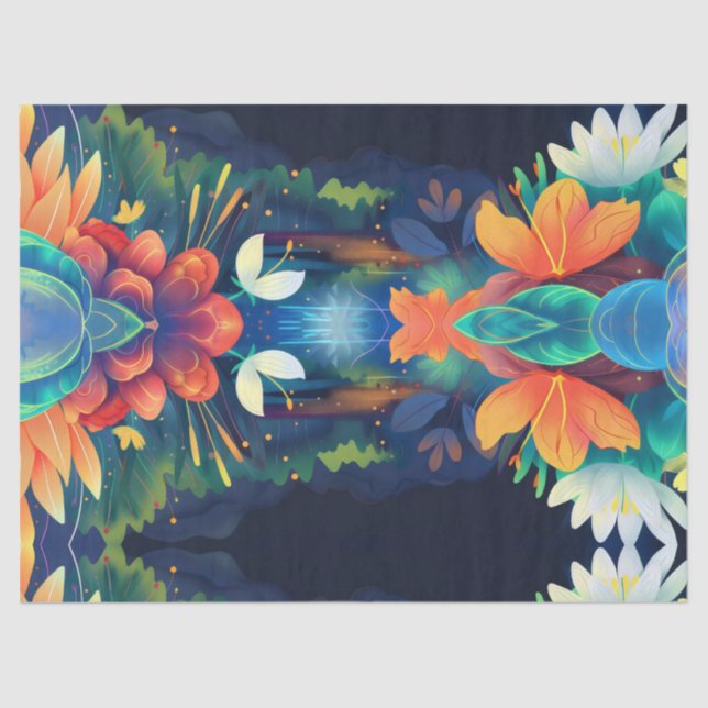 mystical magical landscape flowers tissue paper (Front)