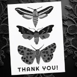 Mystical Magical Moths Black and White THANK YOU Postcard<br><div class="desc">Change the text,  font and colors of this customizable postcard. Hand drawn by me for you. Check my shop for more card designs or let me know if you'd like something custom!</div>