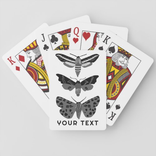 Mystical Magical Moths Custom Black White Playing Cards