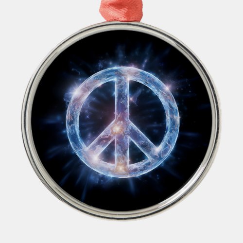 Mystical Magical Peace Symbol Hippie Style  Metal Ornament
