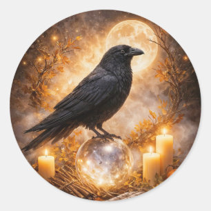 Mystical Magical Raven and Candles  Classic Round Sticker