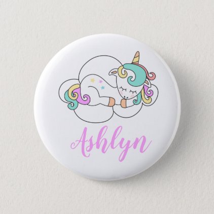 Mystical Magical Unicorn on a Cloud Name Pinback Button