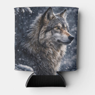 Mystical Magical Wolf in the Snow Can Cooler