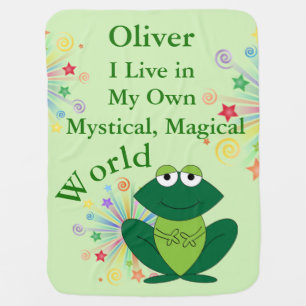 Mystical Magical World Funny Green Frog Baby Blanket