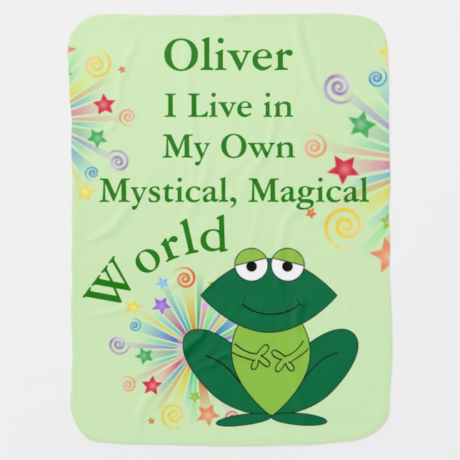 Mystical Magical World Funny Green Frog Baby Blanket (Front)