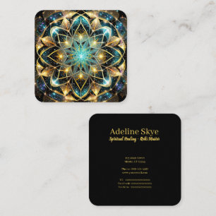 mystical mandala design in vibrant colors square business card
