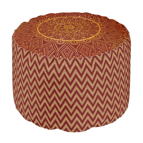 Mystical mandala gold chevron pouf