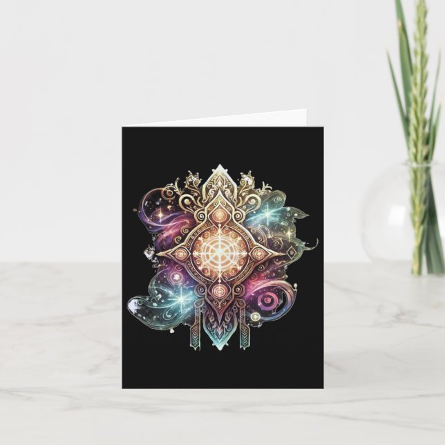 Mystical Mandala With Glowing Elements Sticker  Card (Front)