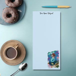 Mystical Mermaid Ocean Fantasy Blue Sea-Life Magnetic Notepad