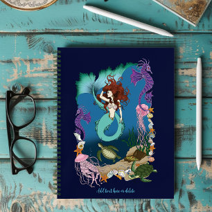 Mystical Mermaid Ocean Fantasy Blue Sea-Life Notebook
