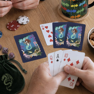 Mystical Mermaid Ocean Fantasy Blue Sea-Life Poker Cards