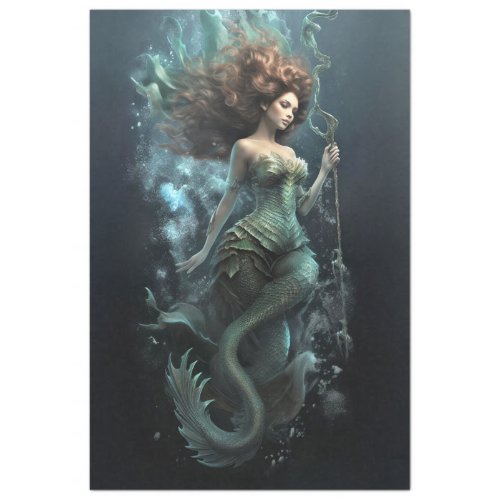 Mystical Mermaid Seahorse Under the Sea Decoupage Tissue Paper