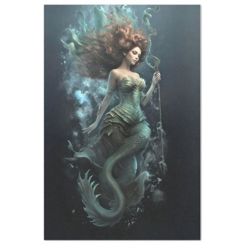 Mystical Mermaid Seahorse Under the Sea Decoupage Tissue Paper