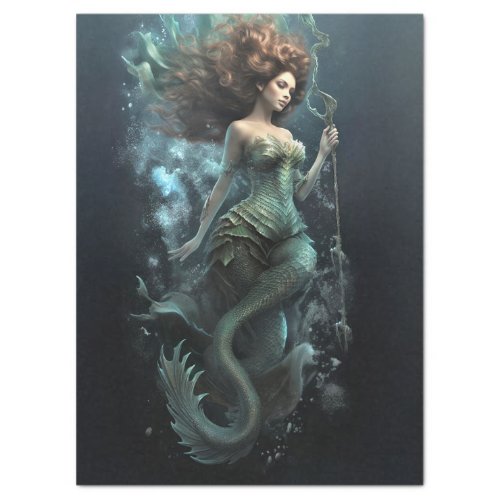 Mystical Mermaid Seahorse Under the Sea Decoupage Tissue Paper