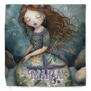 Mystical Mermaid & Starfish Sea Oracle Tarot Cloth Bandana