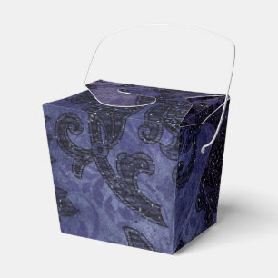 Mystical Midnight Sky Purple and Black Damask Favor Boxes