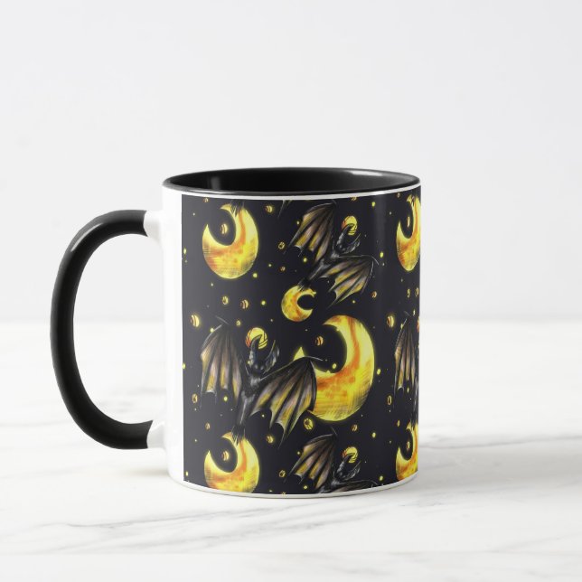 Mystical Moon and Bat Pattern Mug (Left)