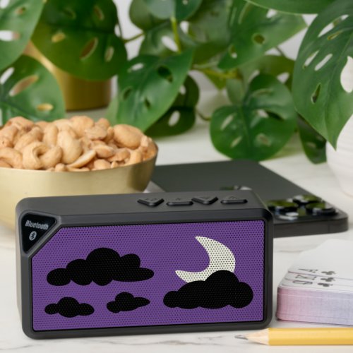 Mystical Moon and Cloud purple background night Bluetooth Speaker