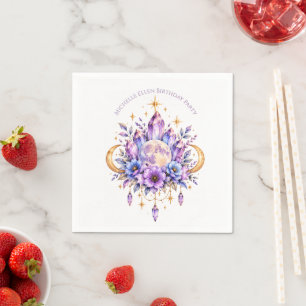 Mystical Moon and Crystals Birthday Party Napkins