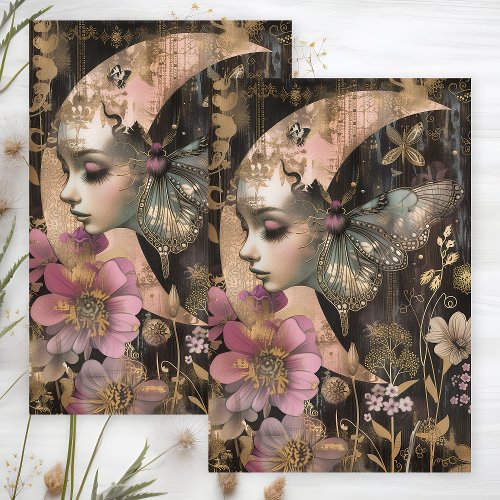 MYSTICAL MOON AND MOTH DECOUPAGE TISSUE PAPER