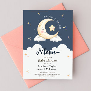 Mystical Moon and Stars Boy Baby Shower Invitation