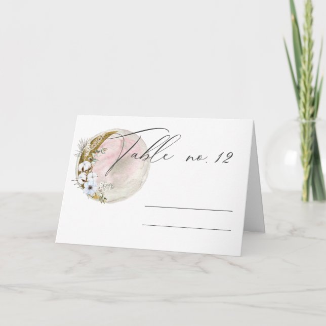 mystical moon blush pink Wedding Place Card (Front)