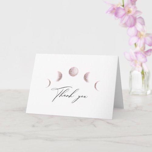 Mystical Moon Blush Pink Wedding Thank You Card