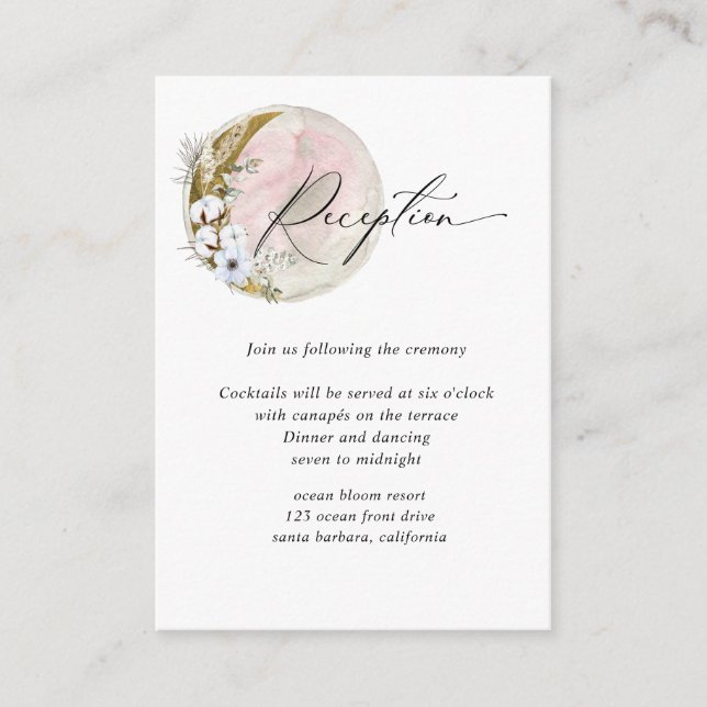 mystical moon bohemian pink Reception Enclosure Card (Front)