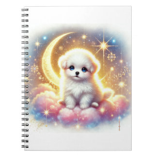 Mystical Moon Dog Notebook – Enchanted Night Sky 