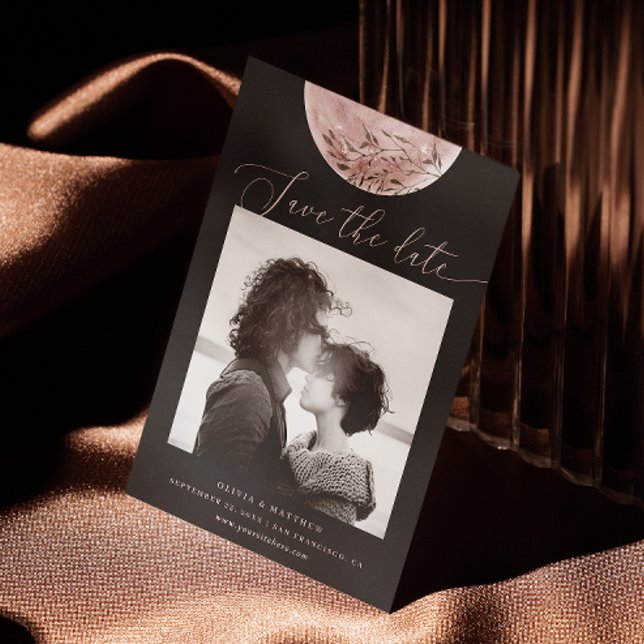 Mystical Moon | Elegant Black Cosmic Photo Wedding Save The Date (Creator Uploaded)