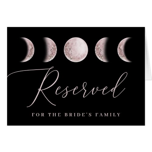 Mystical moon Elegant black wedding reserved sign