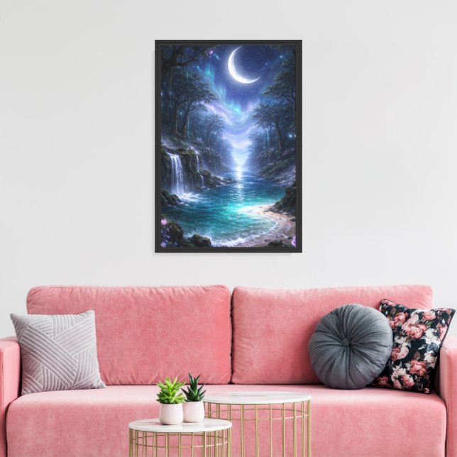 Mystical Moon Enchanting Water Canvas Print (Insitu(LivingRoom))