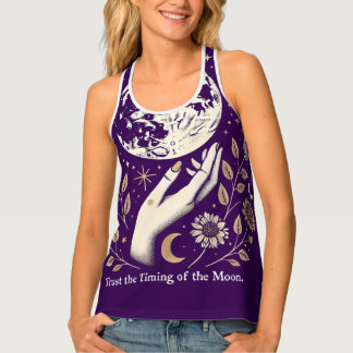 Mystical Moon & Floral Women's Tank Top – Celestia