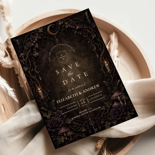 Mystical Moon Goth Forest Wedding Save The Date